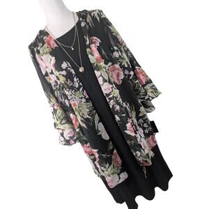 NWT@$79! ALYX! 2 PC BLACK DRESS & BLACK/PINK/GREEN CHIFFON JACKET SET, SUIT! 18W